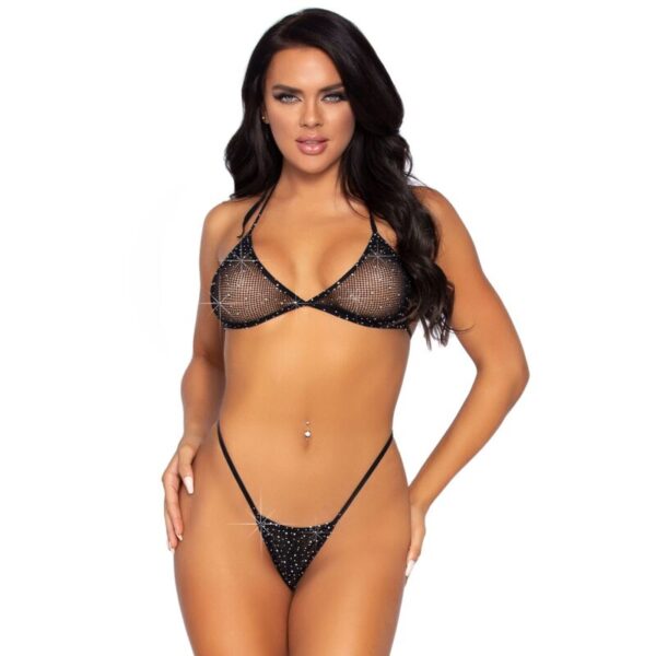 Leg Avenue - Biquíni Fishnet E G-String Tamanho Único