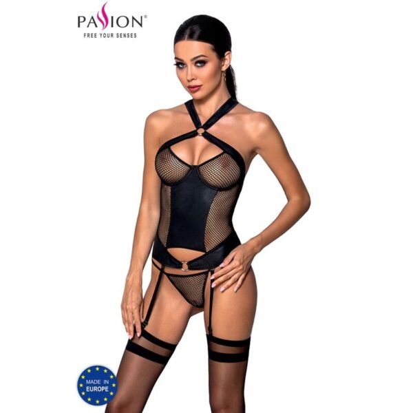 Passion - Amanda Corset Couro Ecológico L/Xl