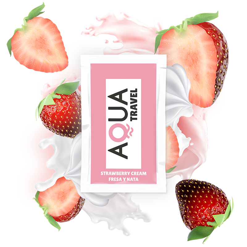Lubrificante À Base De Água Sabor Creme De Morango 6 ml - Aqua Travel