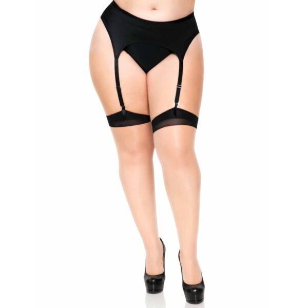 Leg Avenue - Plus Lycra Sheer 2 Tons Coxa Alta Com Costura Traseira E Salto Cubano