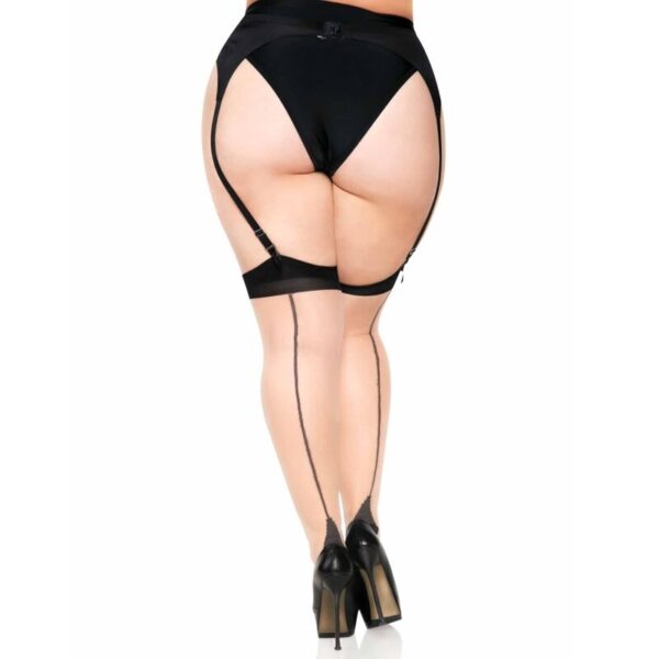 Leg Avenue - Plus Lycra Sheer 2 Tons Coxa Alta Com Costura Traseira E Salto Cubano - Image 2