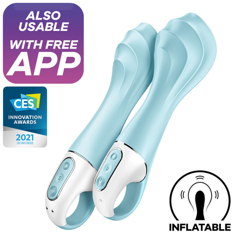 Air Pump Vibrador 5+ Aplicativo Vibrador Inflvel G-Spot Azul - Satisfyer