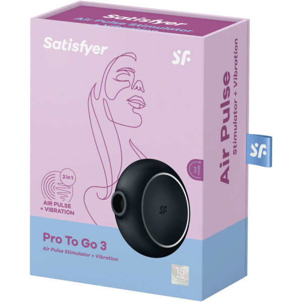 Pro To Go 3 Estimulador E Vibrador De Pulso De Ar Duplo Preto - Satisfyer - Image 5
