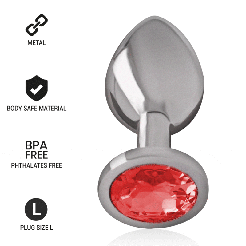Plug Anal De Metal De Alumínio Com Cristal Vermelho Tamanho - L - Intense