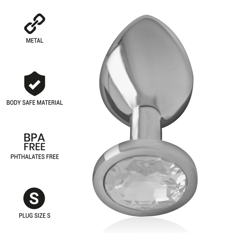 Plug Anal De Metal De Alumínio Com Cristal Prata Tamanho - S - Intense