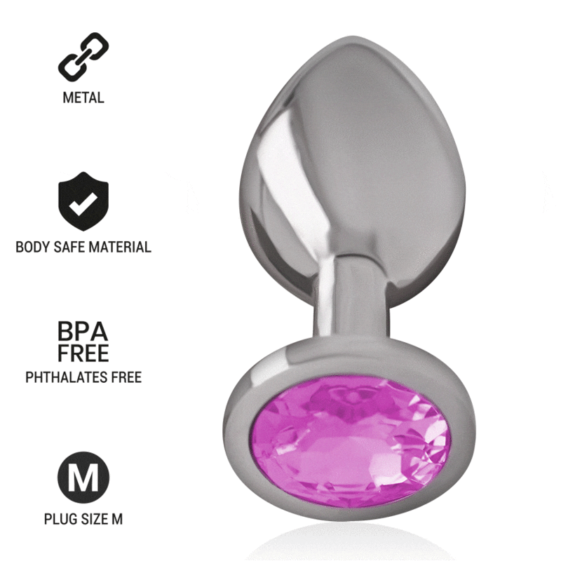 Plug Anal De Metal De Alumínio Com Cristal Rosa Tamanho - M - Intense