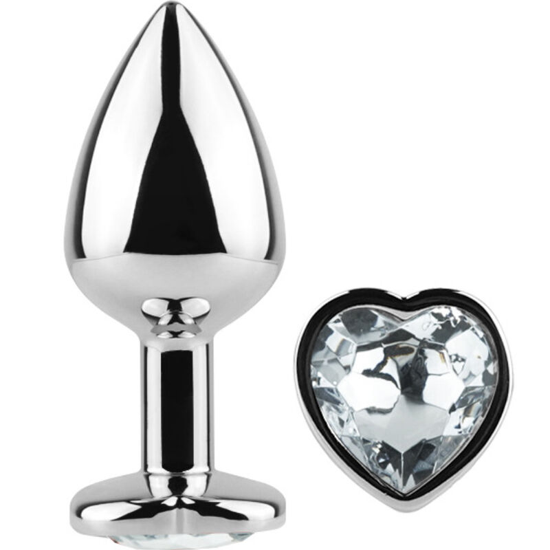 Plug Anal De Metal Corao De Cristal Transparente Tamanho Pequeno 7 Cm - Secretplay