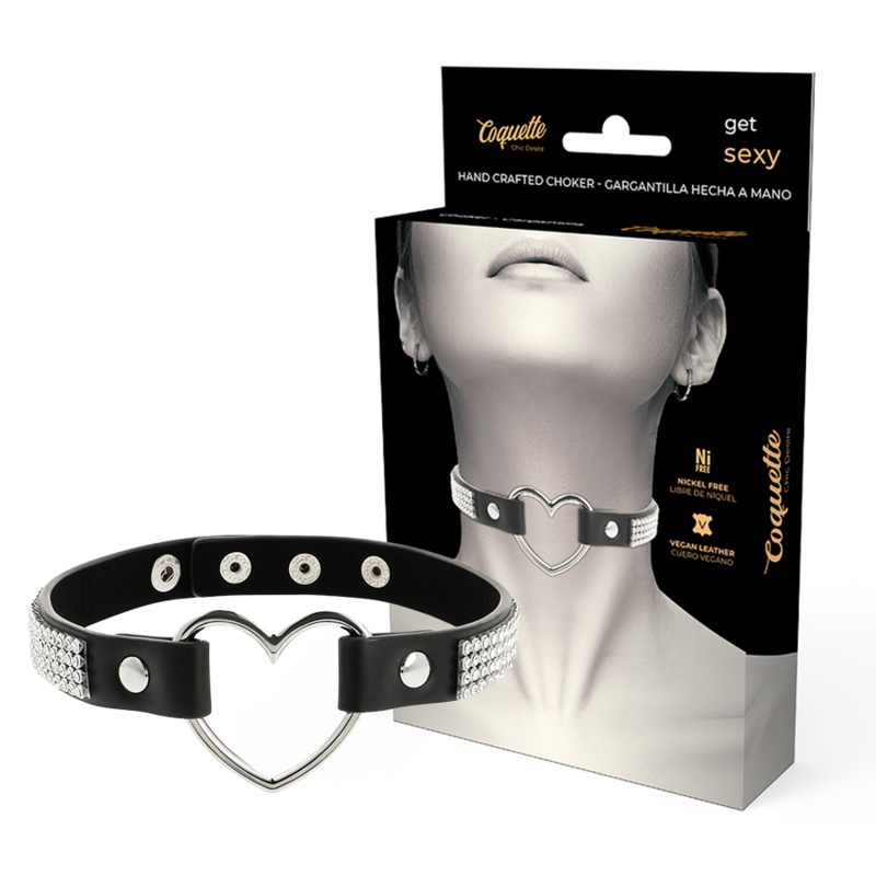 Gargantilha De Couro Vegano Com Corao - Coquette Chic Desire