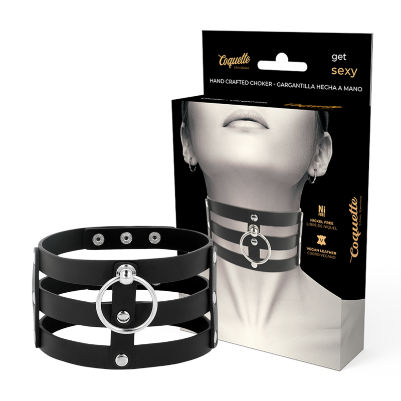 Gargantilha De Couro Vegano Estilo Fetish - Coquette Chic Desire