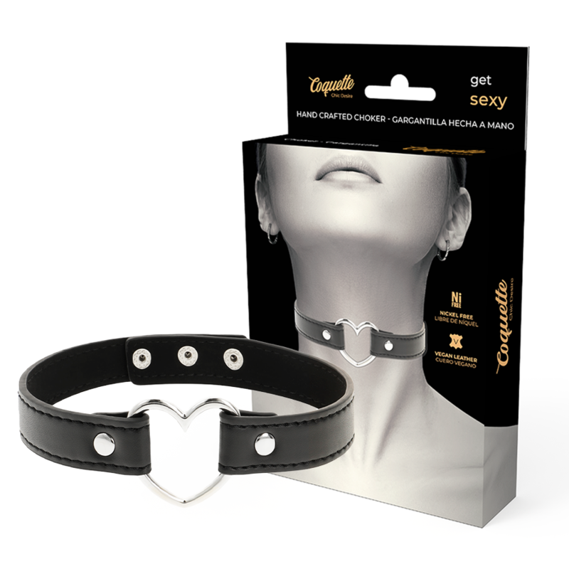 Colar De Couro Vegano Acessório De Corao Mulher - Coquette Chic Desire