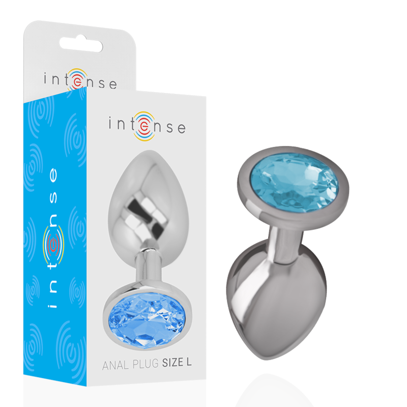 Plug Anal De Metal De Alumínio Com Cristal Azul Tamanho - L - Intense