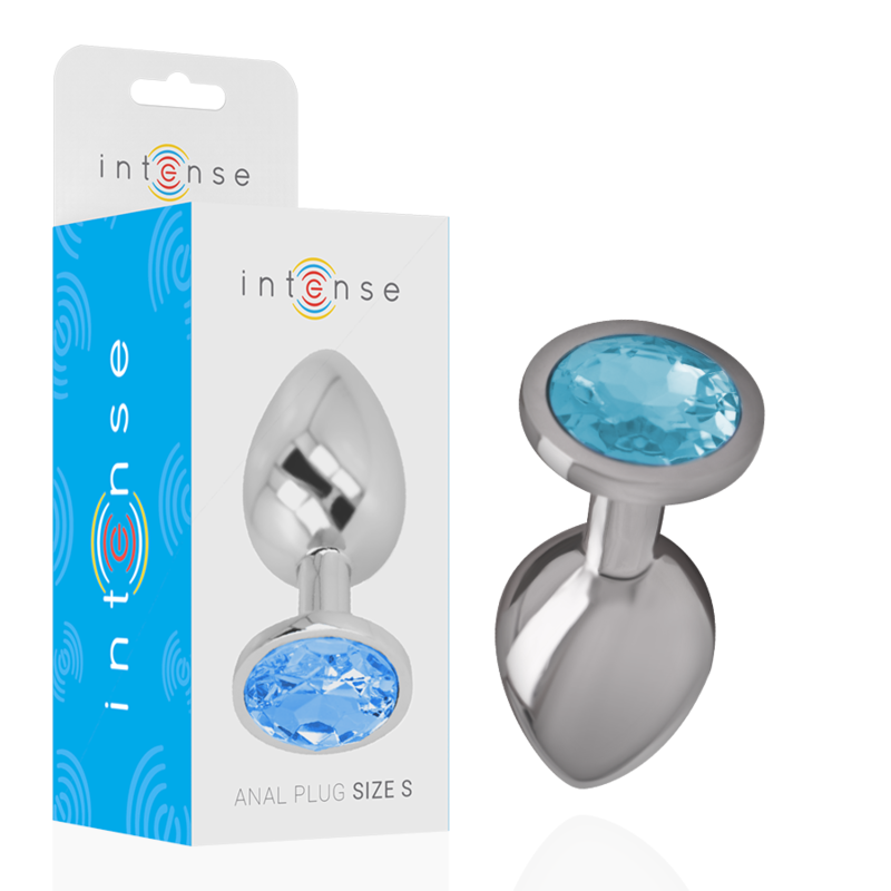 Plug Anal De Metal De Alumínio Com Cristal Azul Tamanho - S - Intense