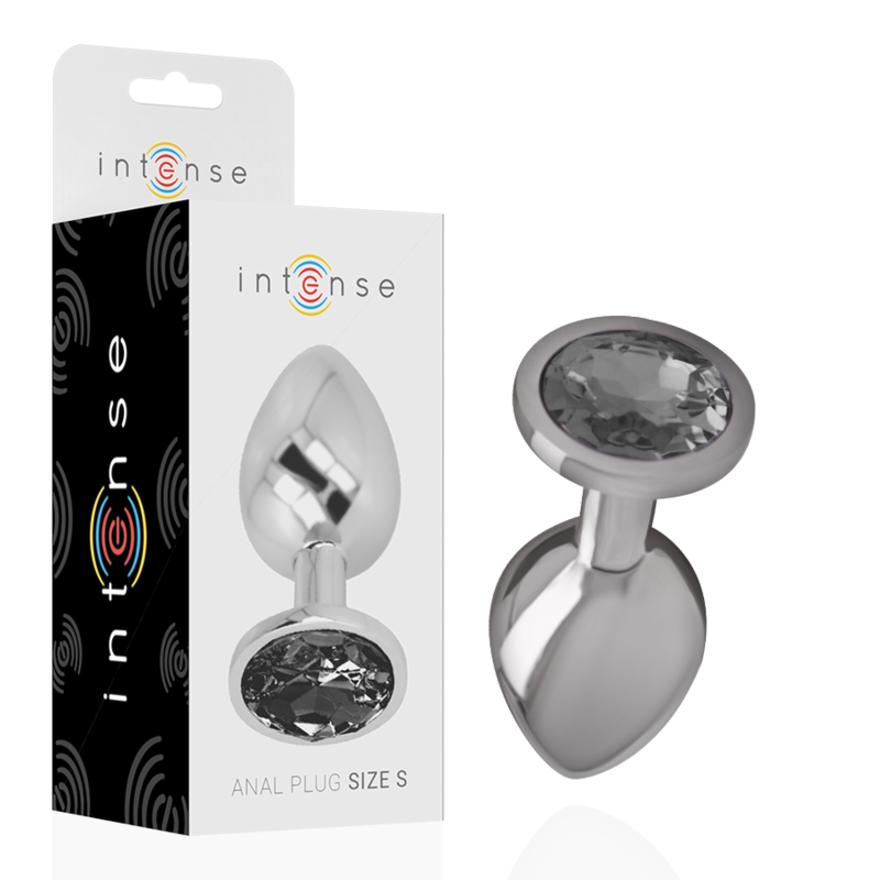 Intense - Plug Anal De Metal De Alumínio Com Cristal Preto Tamanho S