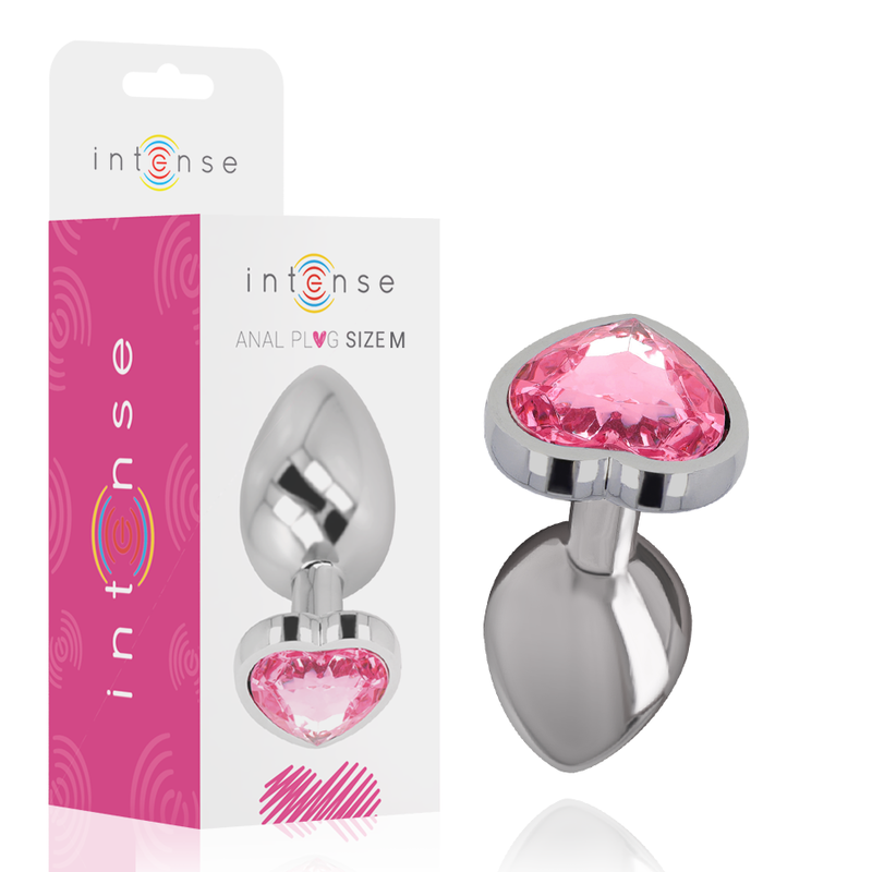 Intense - Plug Anal De Alumínio Metal Corao Rosa Tamanho M
