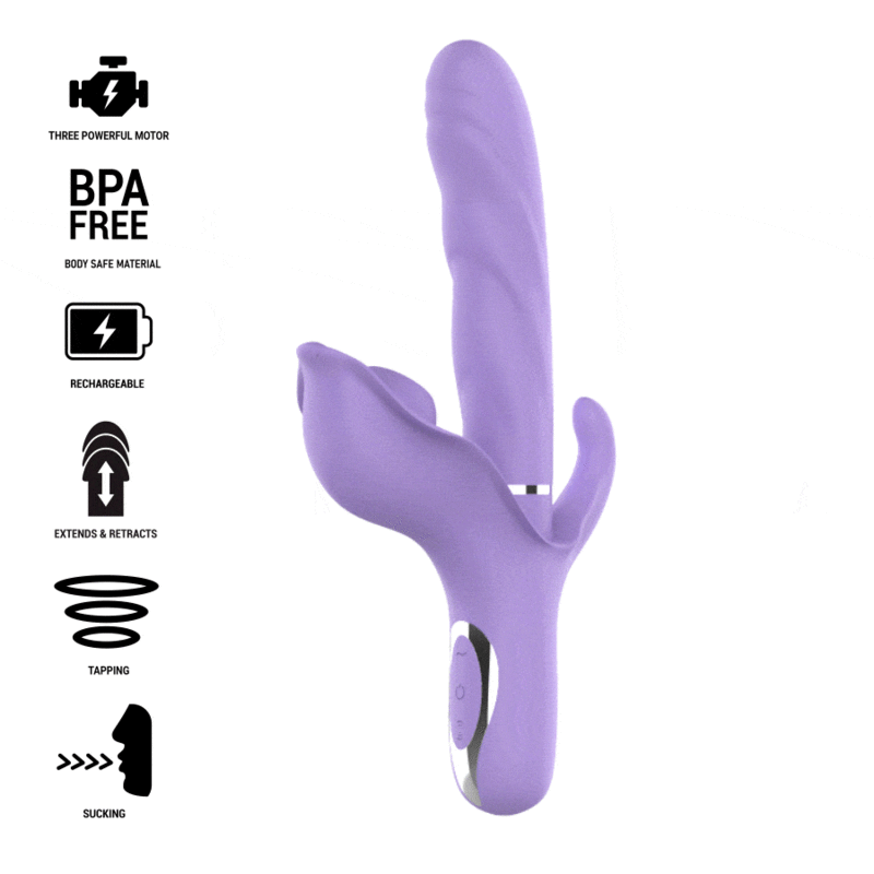 Vibrador Multifuncional Recarregável Billie Estimulando Ondas Com Botão Roxo - Intense