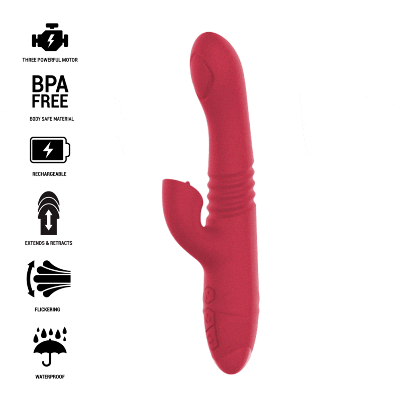 Vibrador Up & Down Recarregvel Dua Multifuno Com Língua Vermelha - Intense