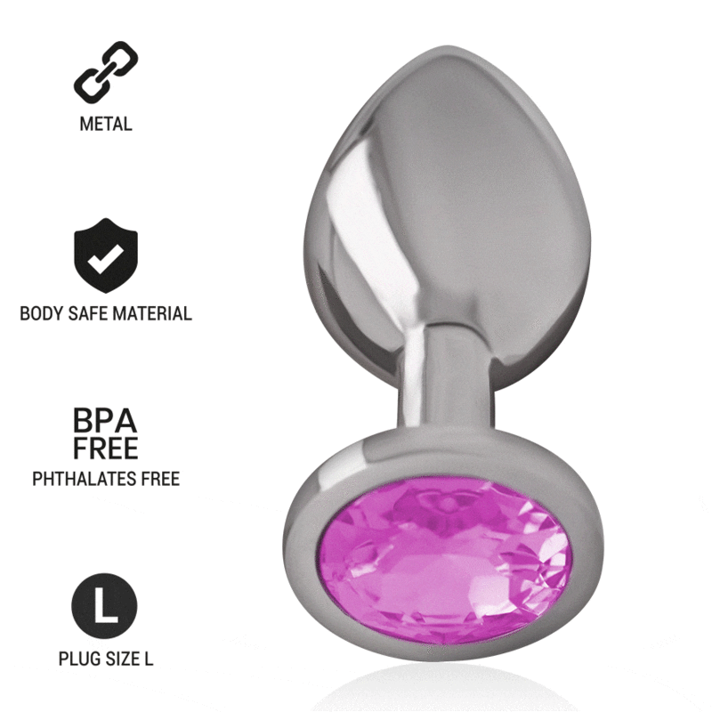 Intense - Plug Anal De Metal De Alumínio Com Cristal Rosa Tamanho L