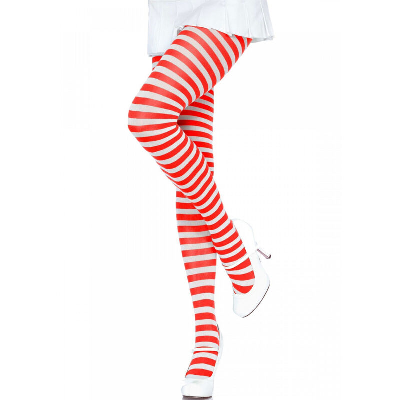 Leg Avenue - Calas Listradas Branca/Vermelha