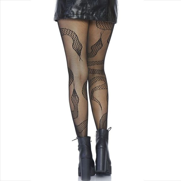Leg Avenue - Meias Net Snakes Pretas - Image 2