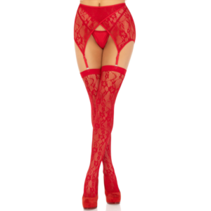 Leg Avenue - Coxas De Renda E Cinto De Ligas Vermelho