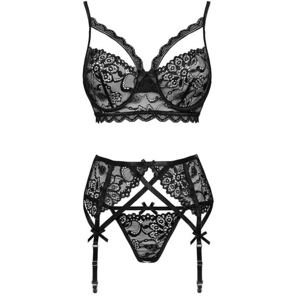 Livco Corsetti Fashion - Moridam Lc 90552 Suti + Cinta Liga + Calcinha Negro - Image 6