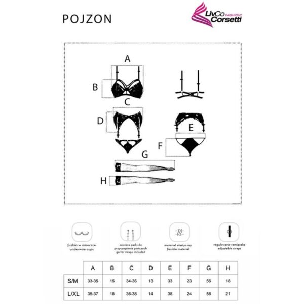 Livco Corsetti Fashion - Pojzon Lc 90670 Suti + Cinta Liga + Meias + Calcinha Preta L/Xl - Image 3