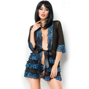 Chilirose - Cr 3837 Pegnoir Azul E Preto S/M
