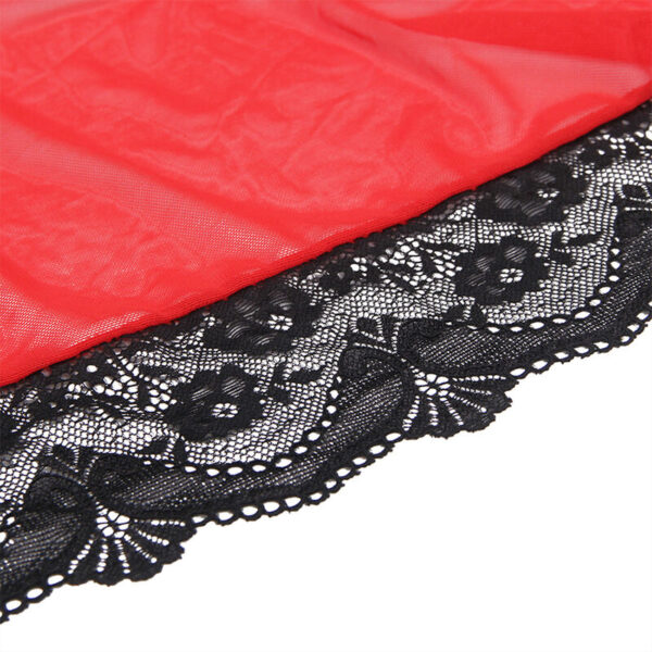 Robe Em Tecido Transparente Com Detalhe De Renda Vermelho L/Xl - Subblime - Image 8