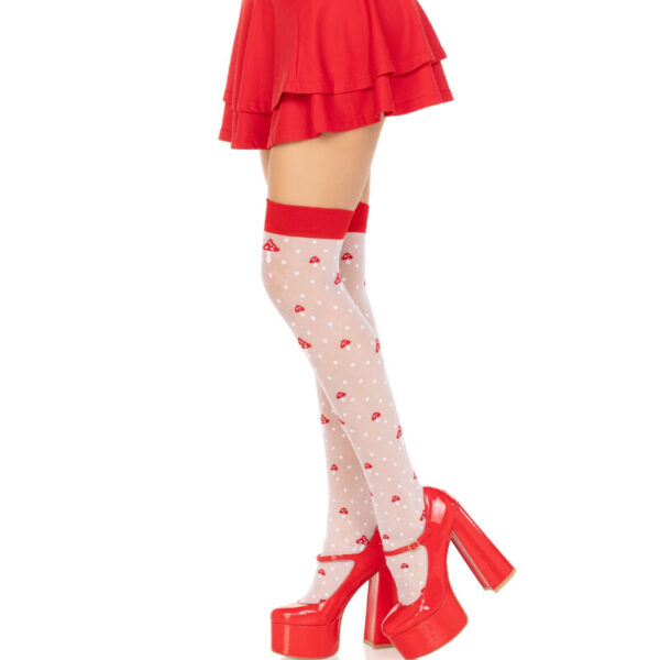 Leg Avenue - Meias Altas Cogumelo Vermelha/Branca - Image 3