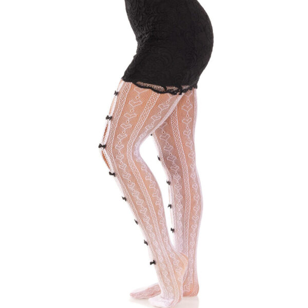 Leg Avenue - Meias Com Aberturas Coração E Laços Branco - Image 3