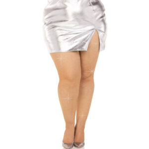 Leg Avenue - Meias De Malha Cristalizada Caramel Plus Size