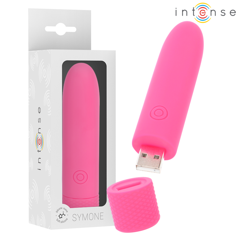 Intense - Symone  Usb Recarregável Vibratória Bullet 8 Vibrações Rosa 10 X 2,2 Cm