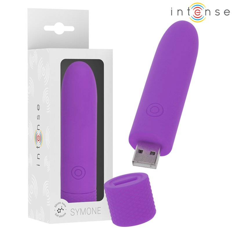 Intense - Symone  Usb Recarregável Vibratória Bullet 8 Vibrações Roxo 10 X 2,2 Cm