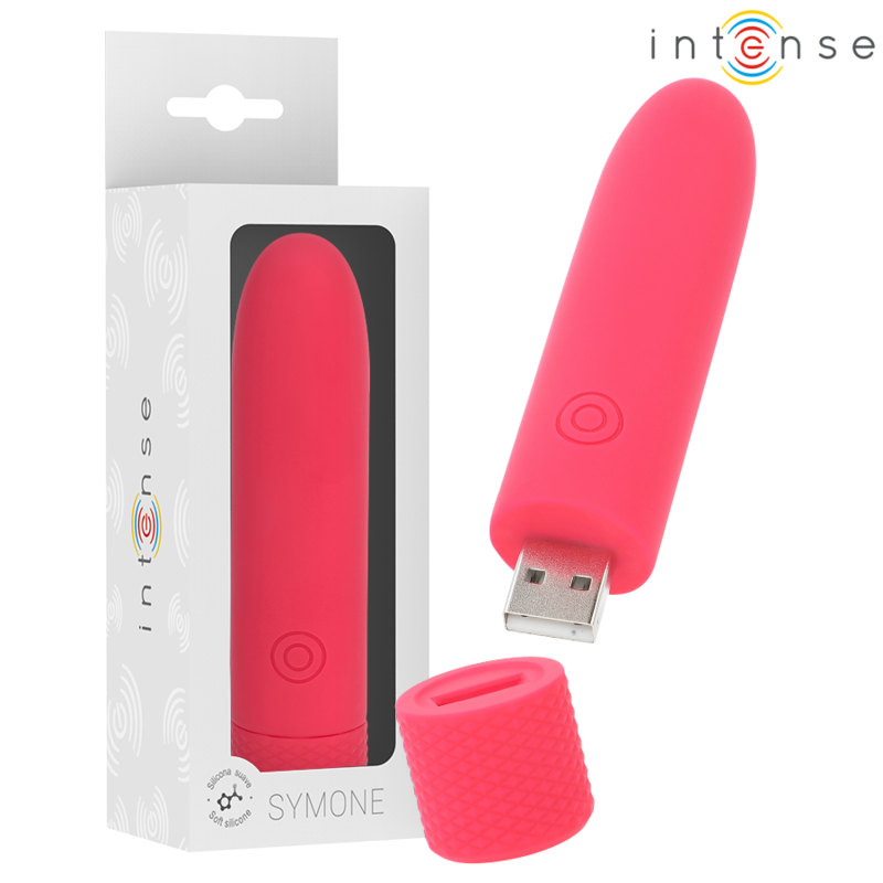 Intense - Symone Usb Recarregável Vibratória Bullet 8 Vibrações Vermelho 10 X 2,2 Cm