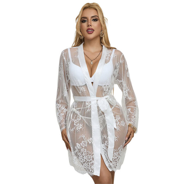 954376 Camisola De Noite Manga Comprida Com Design Floral Branco L/Xl - Subblime - Image 6