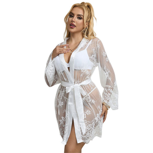 954376 Camisola De Noite Manga Comprida Com Design Floral Branco L/Xl - Subblime - Image 5