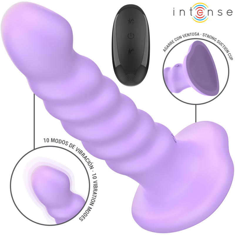 Brenda Vibrador Tamanho M Design Espiral 10 Vibrações Roxo Controle Remoto - Intense
