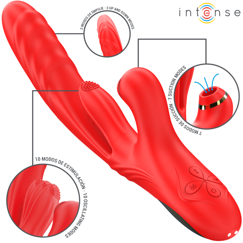 Karol Multifunção Vibrador Thrust & Estimulação & Ondas Estimulantes Vermelho - Intense