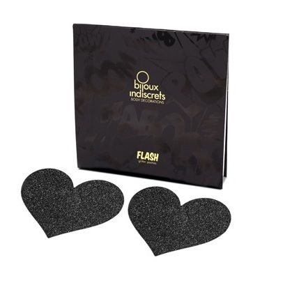 Indiscrets Flash Black Heart Nipple Cuts - Bijoux