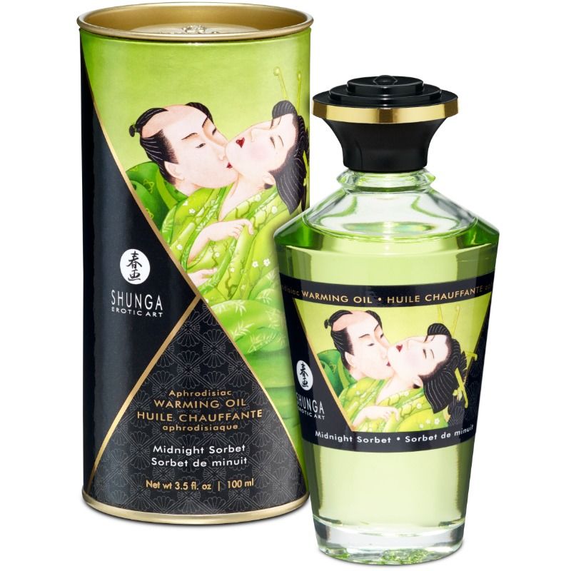 Óleo De Massagem Com Efeito Calor Sabor Midnight Sorbt 100 ml - Shunga