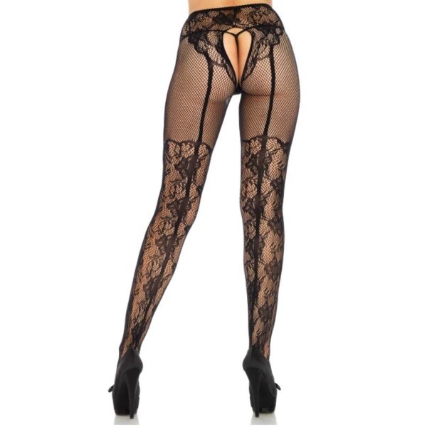 Leg Avenue - Meia Flores Design Volta Sem Crothless Tamanho Único