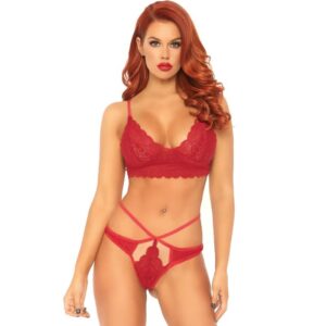 Leg Avenue - Conjunto 2 Peas Bralette De Renda E Tanga M/L