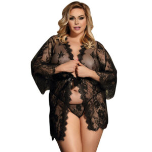 Subblime - Queen Plus Lace Peignoir Mangas Alargadas