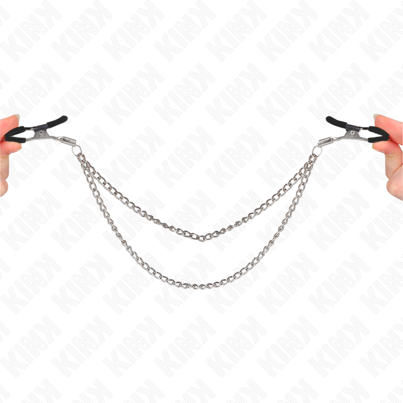 Pinças Para Bicos Com 2 Correntes Grossas Prata 20/23 Cm - Kink