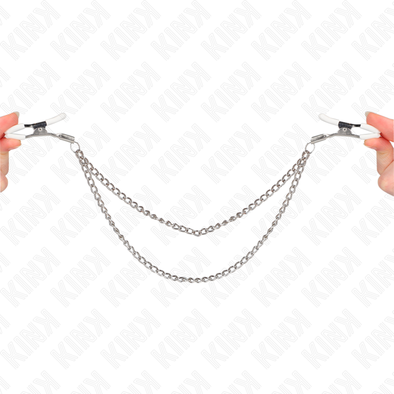 Pinças Para Bicos Com 2 Correntes Finas Prata 20/23 Cm - Kink