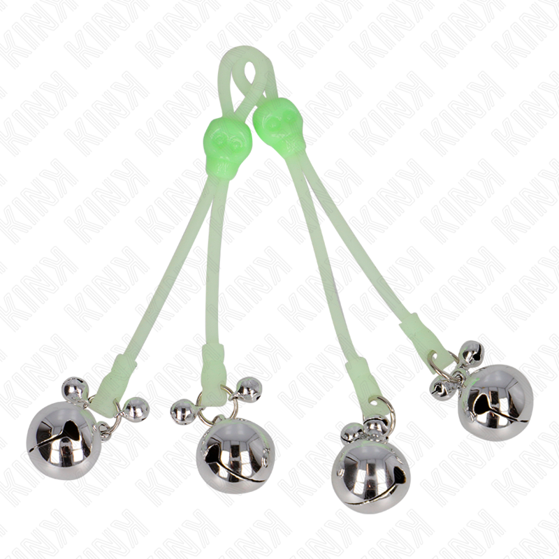 Pinças De Crânio Luminosas Com Anel Sinos Ajustáveis Verde / Prata - Kink