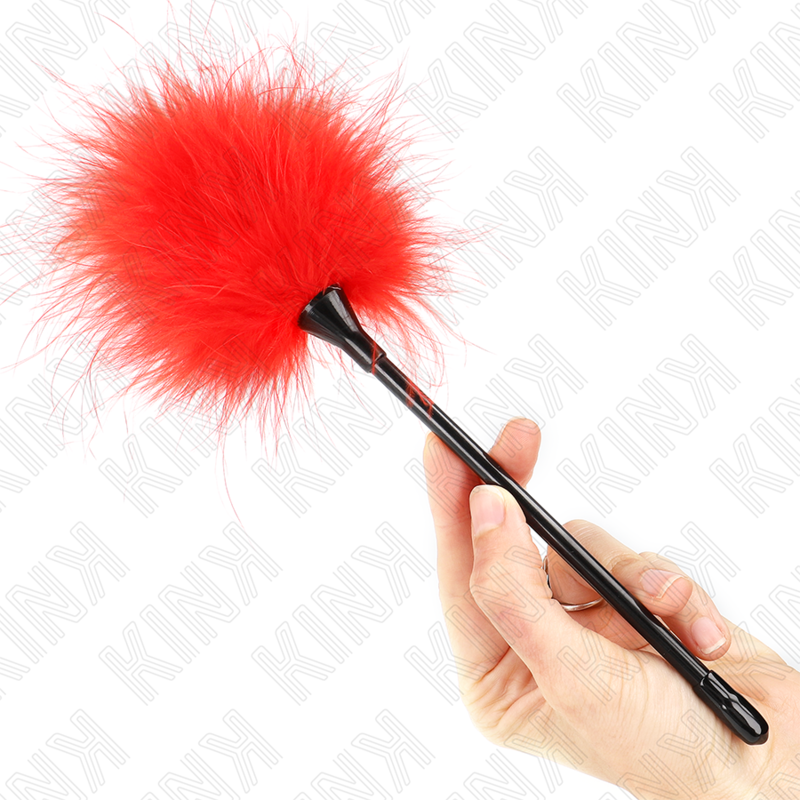 Penas De Cócegas Vermelhas Usadas No Kit Bondage 27 Cm - Kink