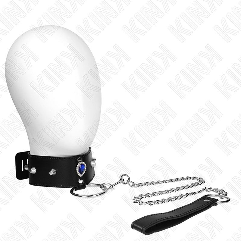 Colar 65 Cm Com Alça Com Diamantes Azuis Ajustável 36-43 Cm X 5 Cm - Kink
