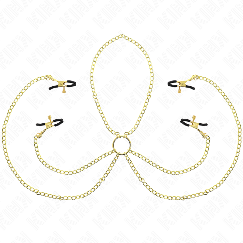 4 Pinças De Bico E Clitórito Ajustáveis Ouro - Kink