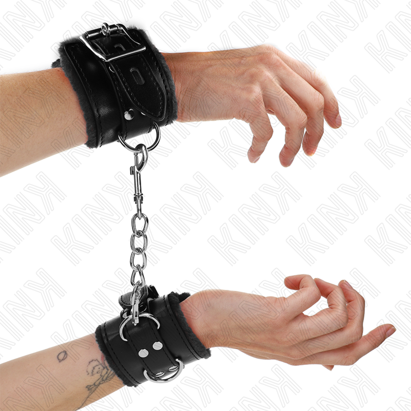 Pulso Forro De Pele Preto Com Cinto Preto Ajustável 17-29 Cm X 6 Cm - Kink
